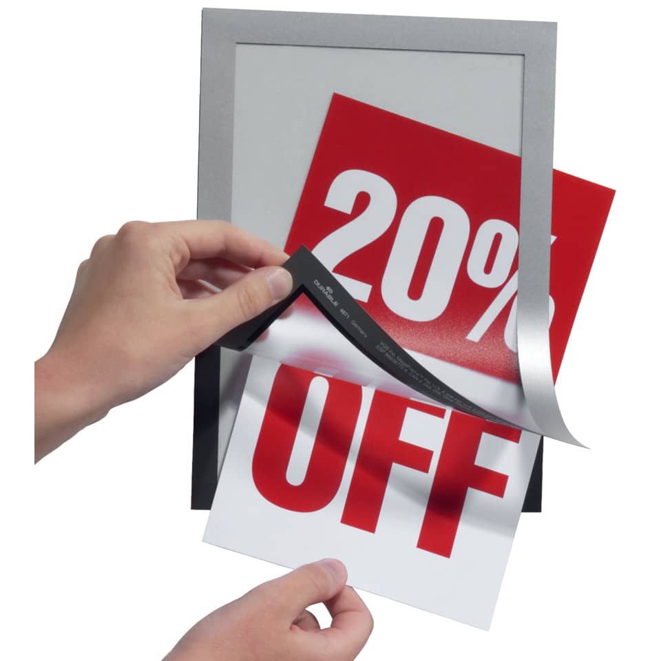 Cornici con pannello magnetico DURABLE DURAFRAME® A5 argento metallizzato 236x176mm conf. 2 - 487123