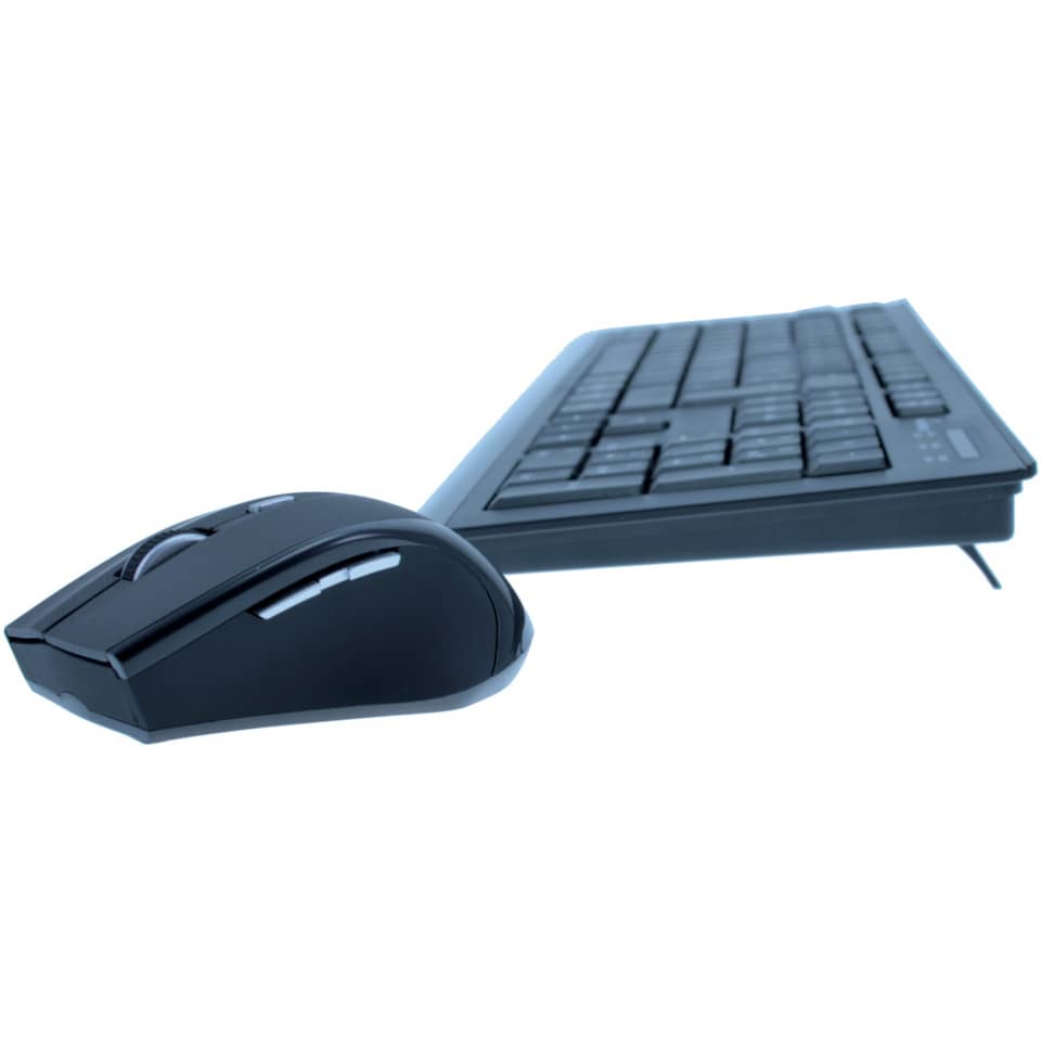 Set tastiera e mouse wireless Media Range con tasti ultraflat QWERTZ, nero MROS104