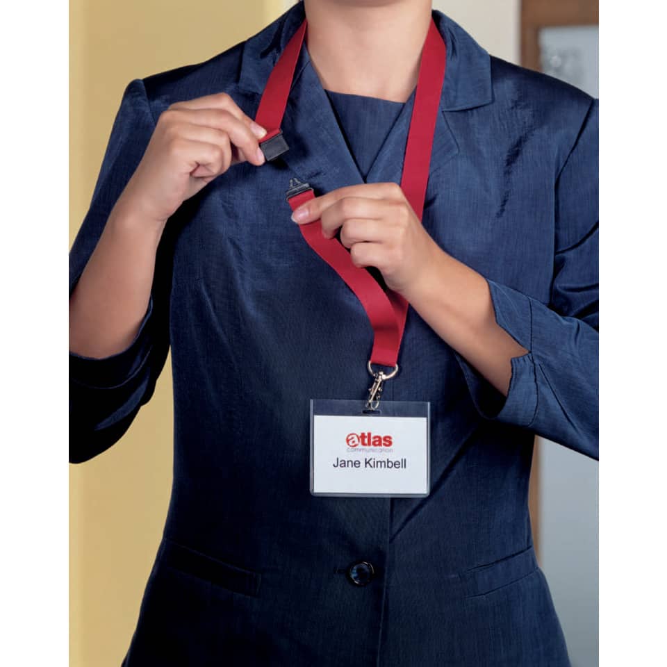 Cordoncino per portabadge DURABLE tessuto rosso 20mm x 44cm conf. 10 - 813703