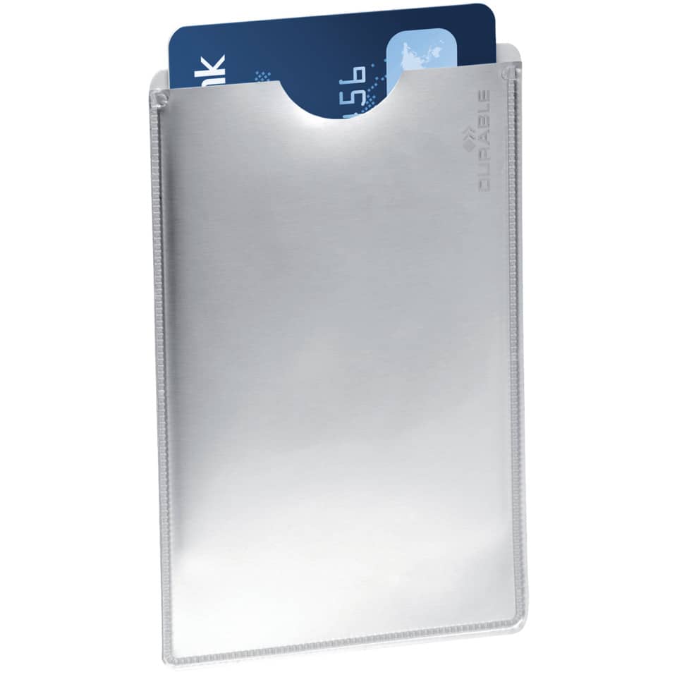 Tasca porta carte di credito DURABLE RFID SECURE argento metallizzato 54x86mm conf. 10 - 890023