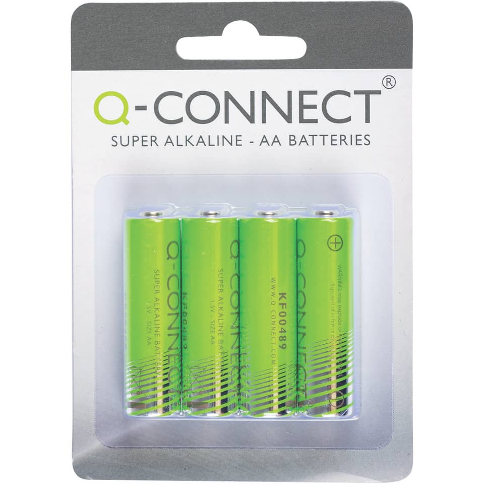 Batteria alcalina Q-Connect Mignon 1.5 V AA/LR6 conf. da 4 - KF00489