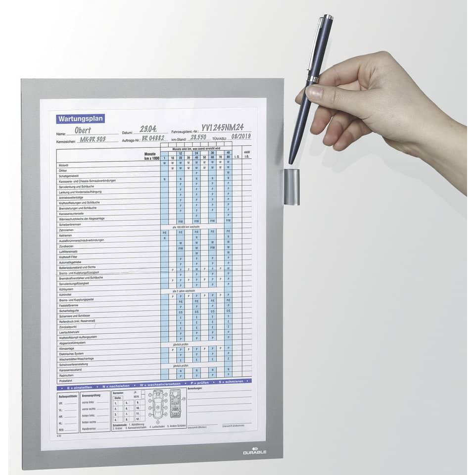 Cornice espositiva DURABLE DURAFRAME® Magnetic Note a fissaggio magnetico A4 argento metallizzato - 498923