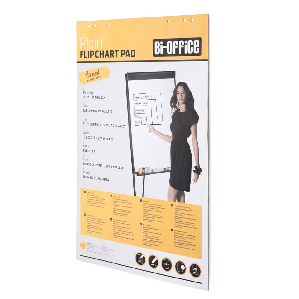Blocco carta Bi-Office per cavalletti - 65x95 cm - foglio bianco 60 g/m² - 20 fogli - FL0325103