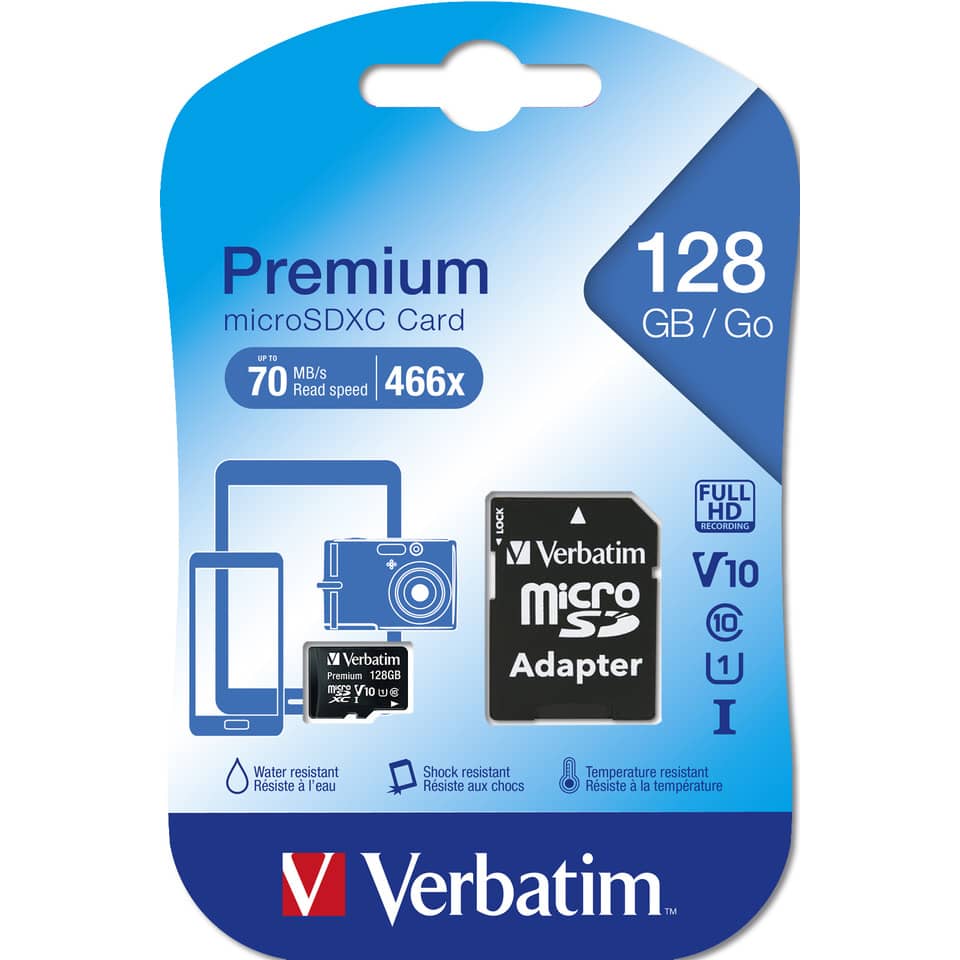 Flash memory card Verbatim micro sdhc - classe 10 con adattatore 128 GB 44085