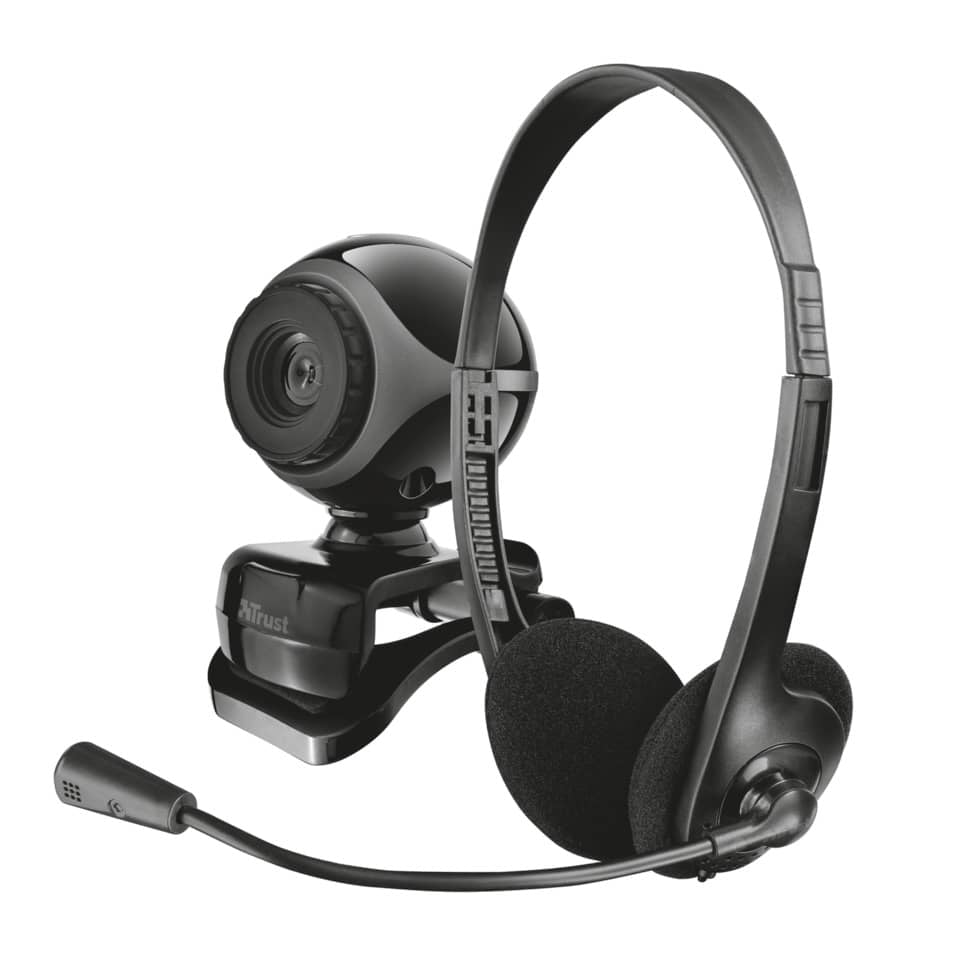 Kit webcam e cuffie con microfono - cavo da 1,8 m Trust Exis Chatpack nero 17028