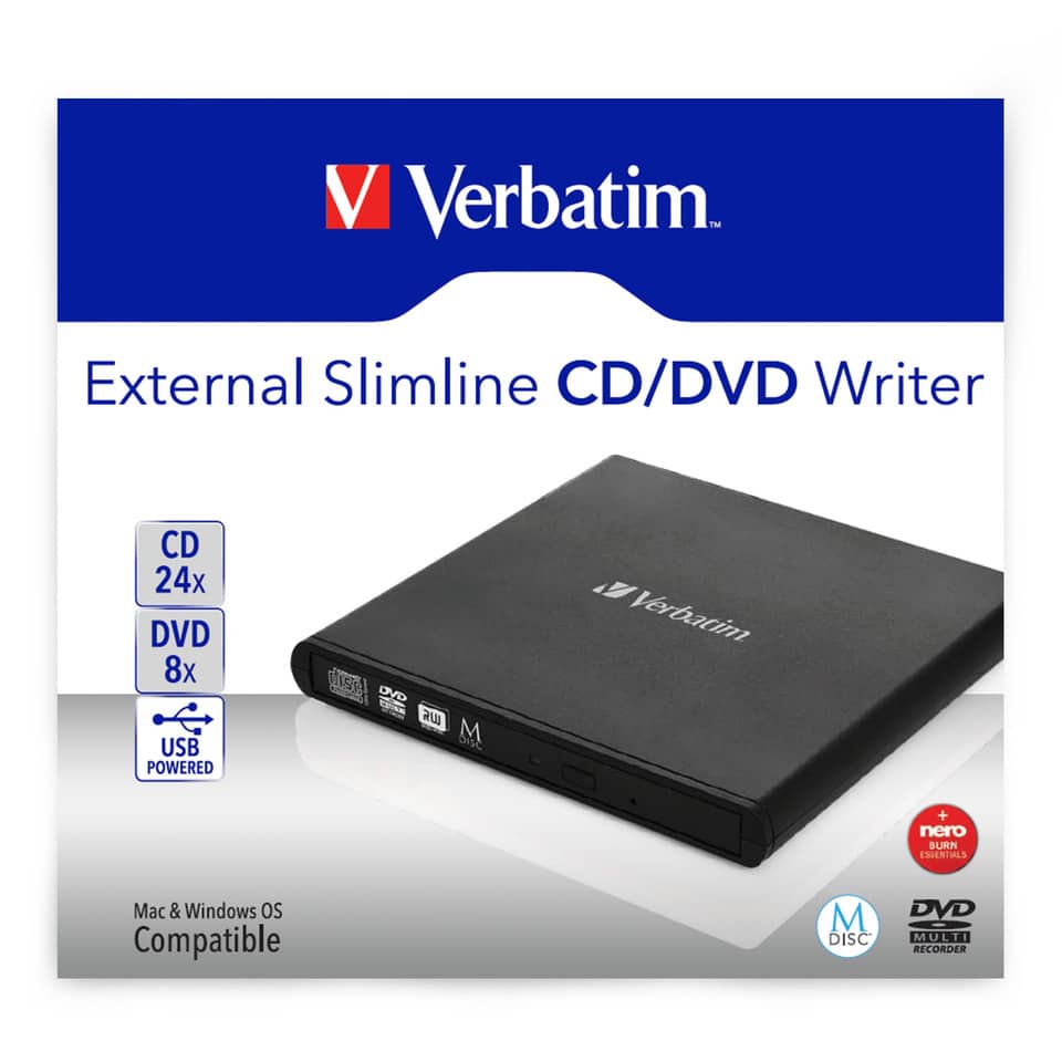 Masterizzatore CD/DVD Esterno 2.0 Slimline Verbatim nero 98938
