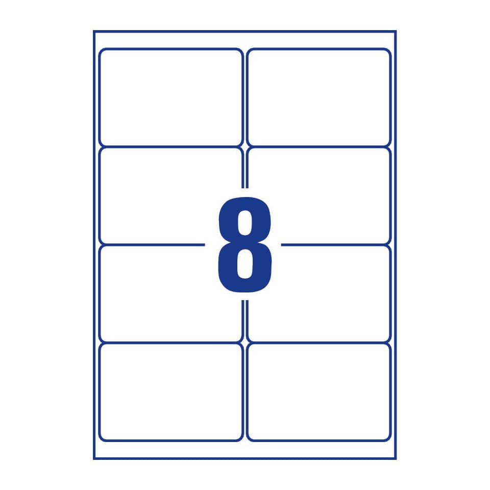 Etichette permanenti bianche poliestere Avery 99,1x67,7 mm - 8 et/foglio - stampanti laser - cf. 20 fogli L4715-20