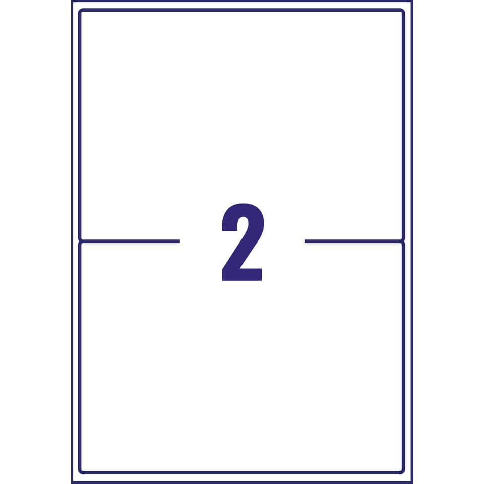 Etichette bianche per indirizzi AVERY Ultragrip™ 199,6x143,5 mm - 2 et/foglio stampanti laser - cf. 15 fogli L7168-15