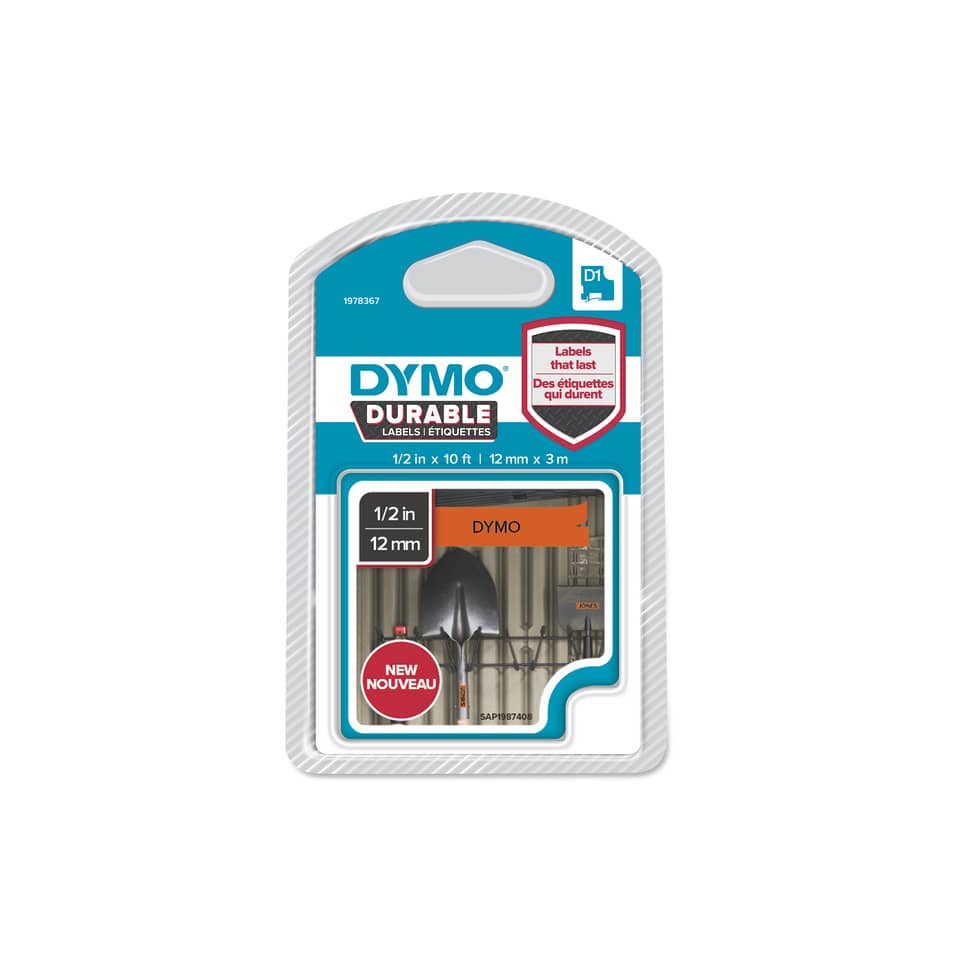 Nastro per etichettatrici Dymo D1 Durable 12 mm x 3 m nero/arancio 1978367