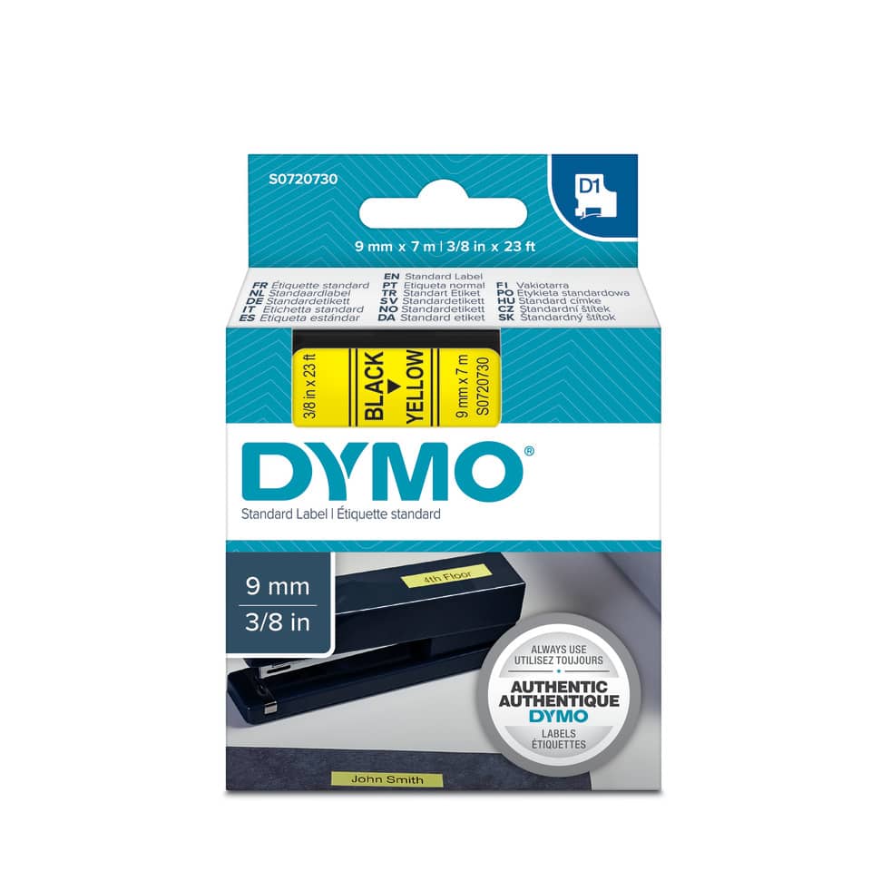 Nastro per etichettatrici Dymo D1 9 mm x 7 m nero/giallo S0720730