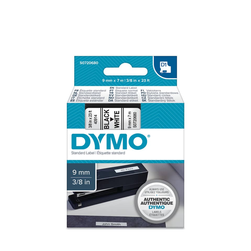 Nastro per etichettatrici Dymo D1 9 mm x 7 m nero/bianco S0720680
