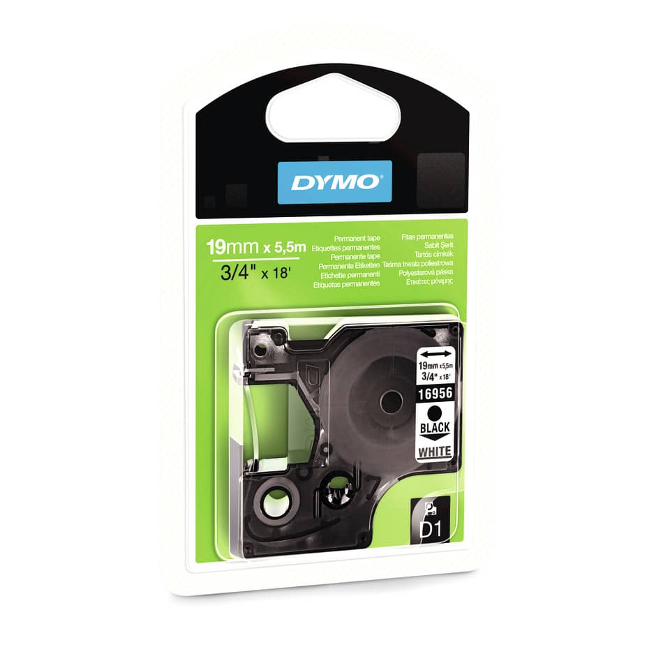 Nastro per etichettatrici Dymo D1 Poliestere extra strong 19 mm x 5,5 m nero/bianco - S0718070