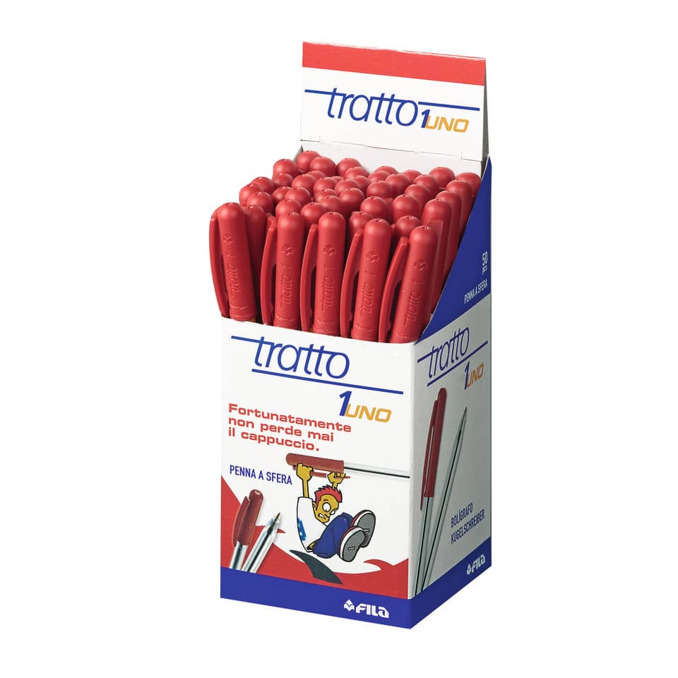 Penna a sfera TRATTO 1Uno 1 mm rosso Conf. 50 pezzi - 820502