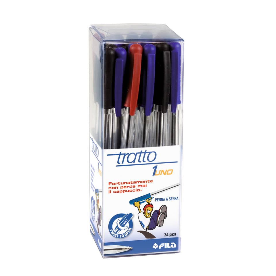 Penne a sfera TRATTO 1Uno 1 mm assortiti astuccio da 24 - 821200