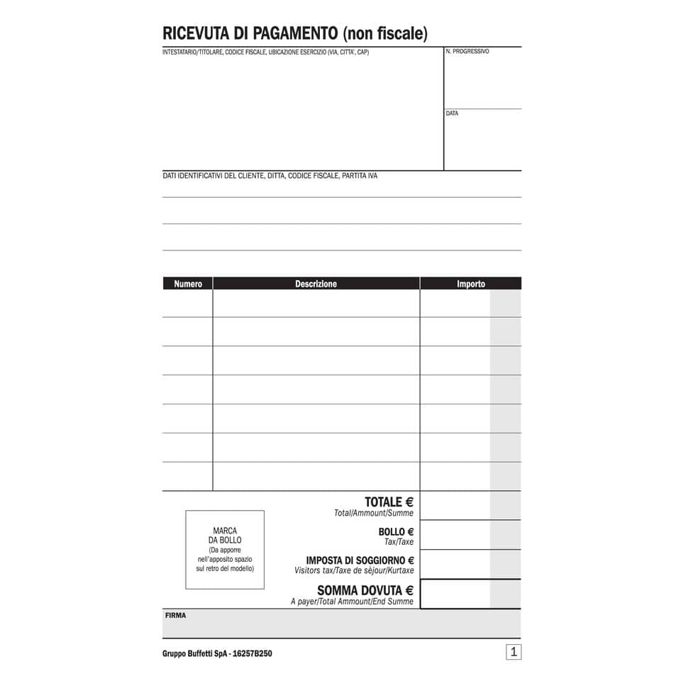 B&B Semper ricevute - blocco 16257B250