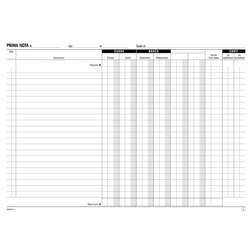 Prima nota Semper cassa - iva - blocco di 50/50 copie autoricalcanti 21,5x29,7 cm - SE16804C000