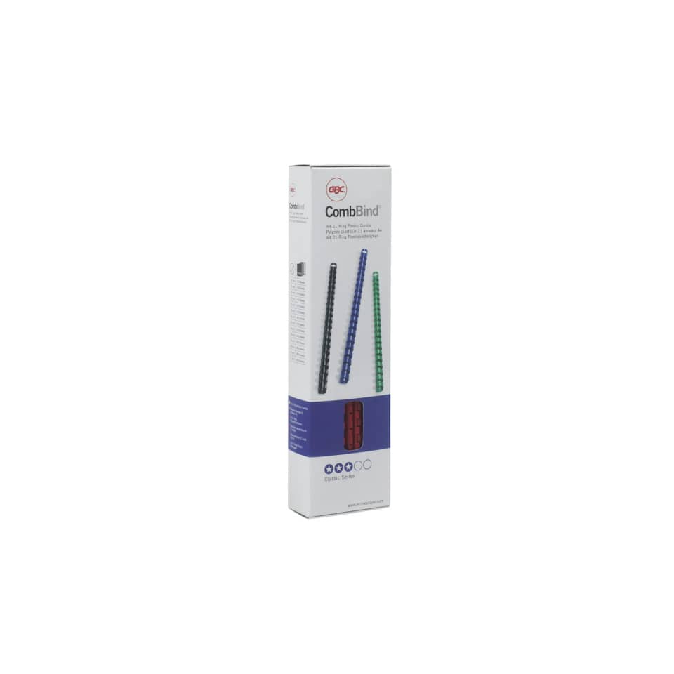 Dorsi plastici a 21 anelli GBC CombBind 6 mm A4 nero - fino a 25 fogli conf da 100 dorsi - 4028173