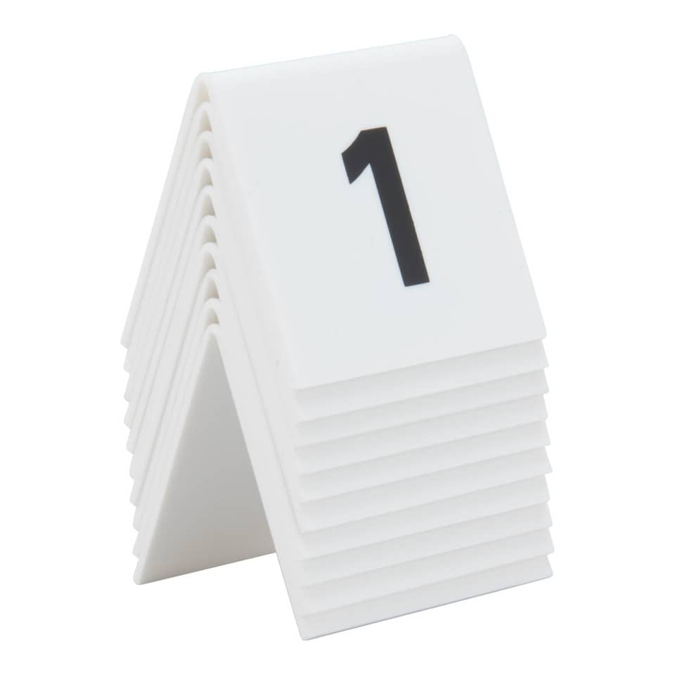 Segnaposto Securit® in acrilico rigido numeri da 1 a 10 bianco set da 10 pezzi - TN-1-10-WT