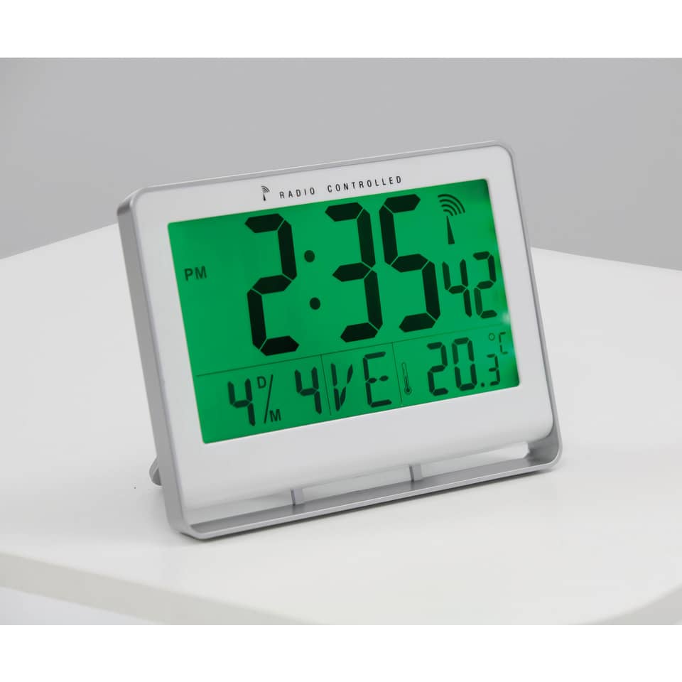 Orologio digitale da tavolo ALBA radiocontrollato LCD 20x3x15 cm Bianco HORLCDNEO