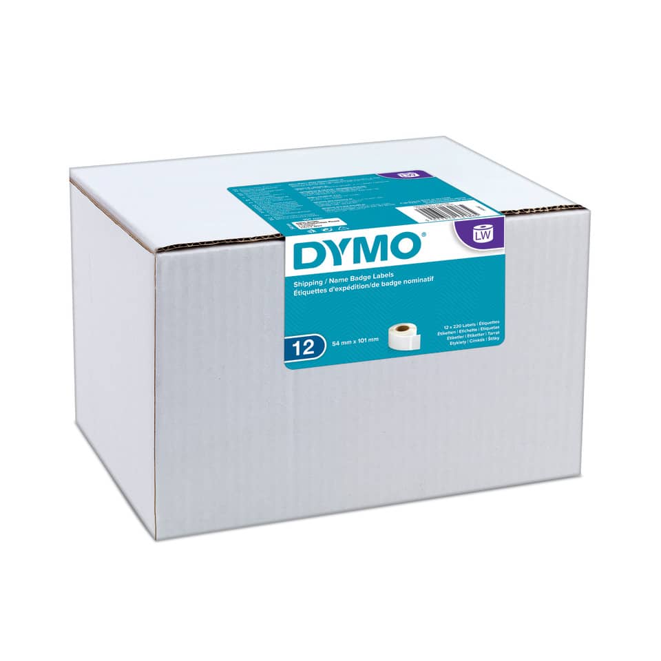 Rotoli da 220 etichette Dymo LabelWriter Spediz./Badge 101x54 mm bianco value pack da 12 rotoli - S0722420