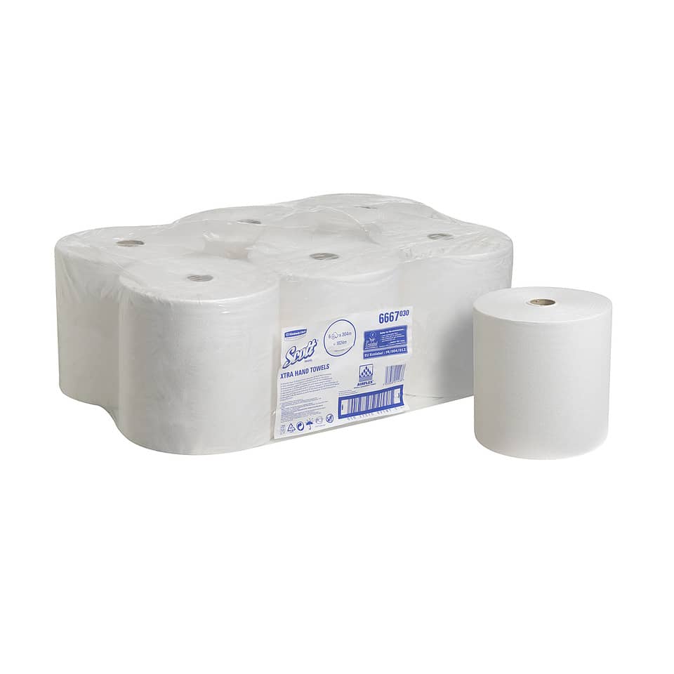 Rotolo asciugamani SCOTT® Controlomatic 1 velo 29,8 cm x 304 m Bianco conf. da 6 rotoli - 6667