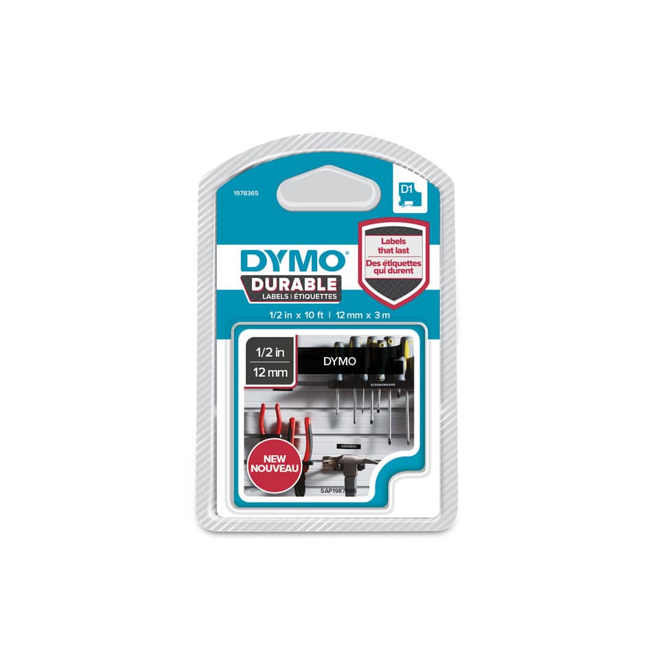 Nastro per etichettatrici Dymo D1 Durable 12 mm x 3 m bianco/nero 1978365