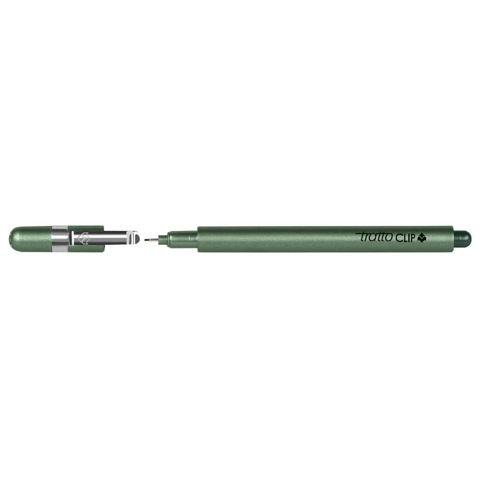 Penna a punta sintetica TRATTO Clip 0,8 mm verde 803804