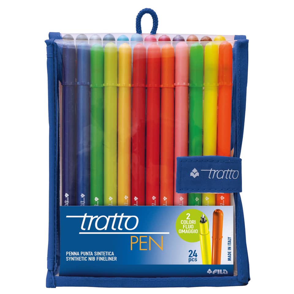 Penna a punta sintetica TRATTO Pen 2 mm assortiti astuccio appendibile da 24 - 808100