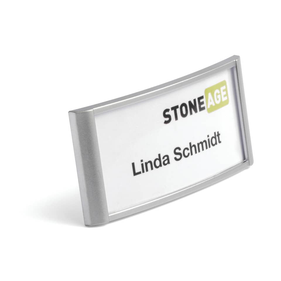 Portanomi DURABLE CLASSIC con magnete argento metallizzato/trasparente inserto 34x74mm conf. 10 - 854223