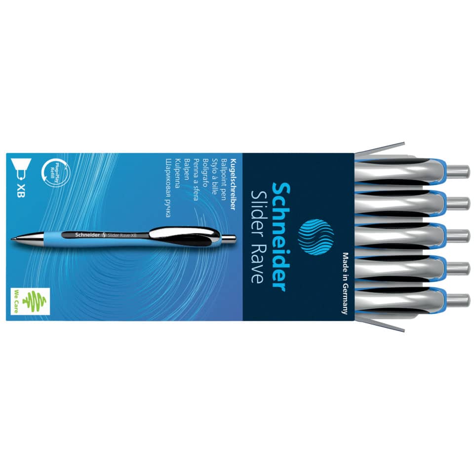 Penna a sfera a scatto Schneider Slider Rave ricaricabile tratto XB nero 132501