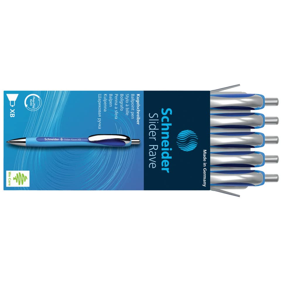 Penna a sfera a scatto Schneider Slider Rave ricaricabile tratto XB blu 132503