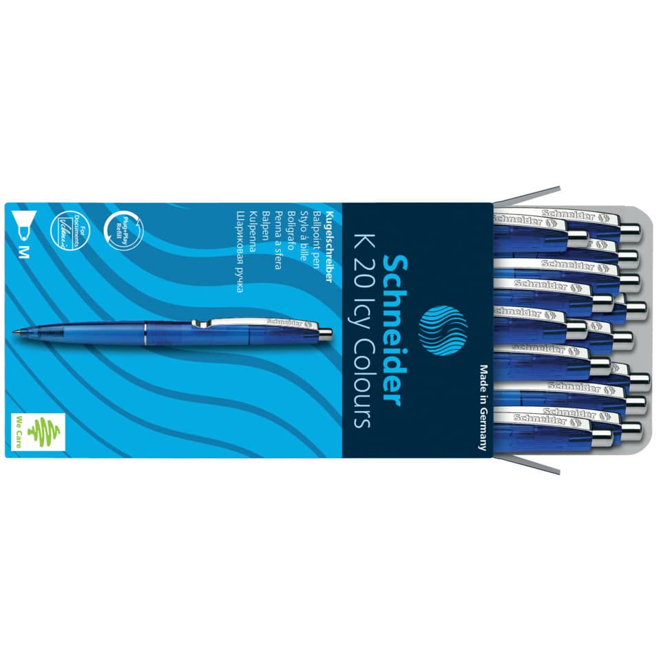 Penna a sfera a scatto Schneider K 20 Icy Colours ricaricabile tratto M blu 132003