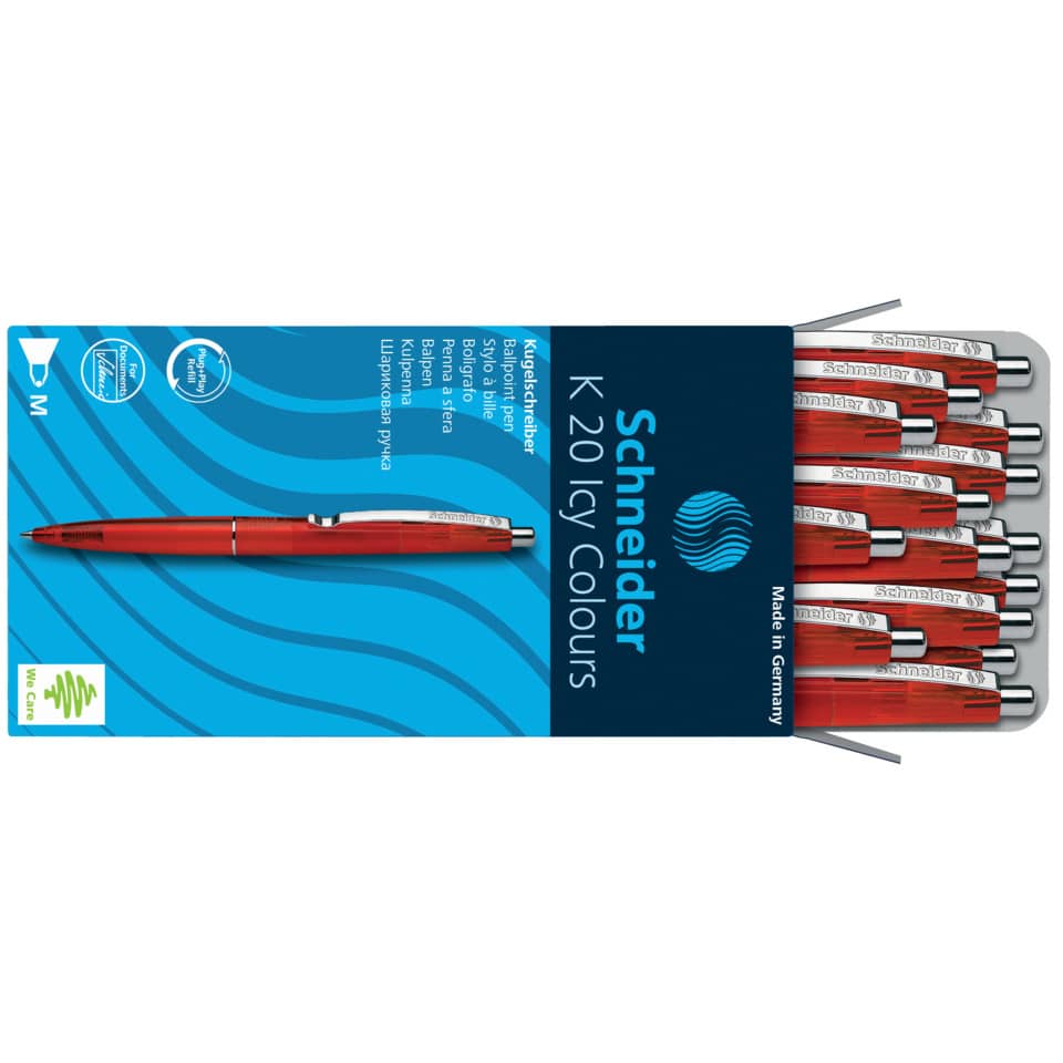 Penna a sfera a scatto Schneider K 20 Icy Colours ricaricabile tratto M rosso 132002