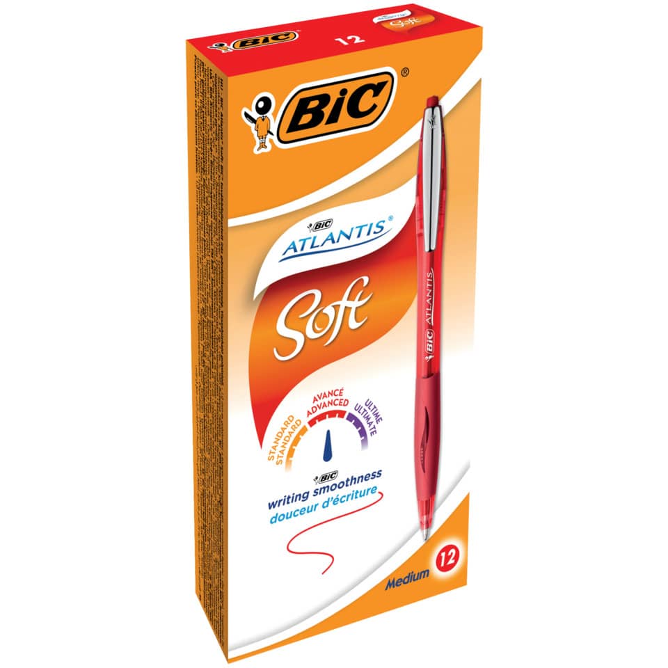 Penna a sfera a scatto BIC Atlantis Soft M 1 mm rosso 9021342