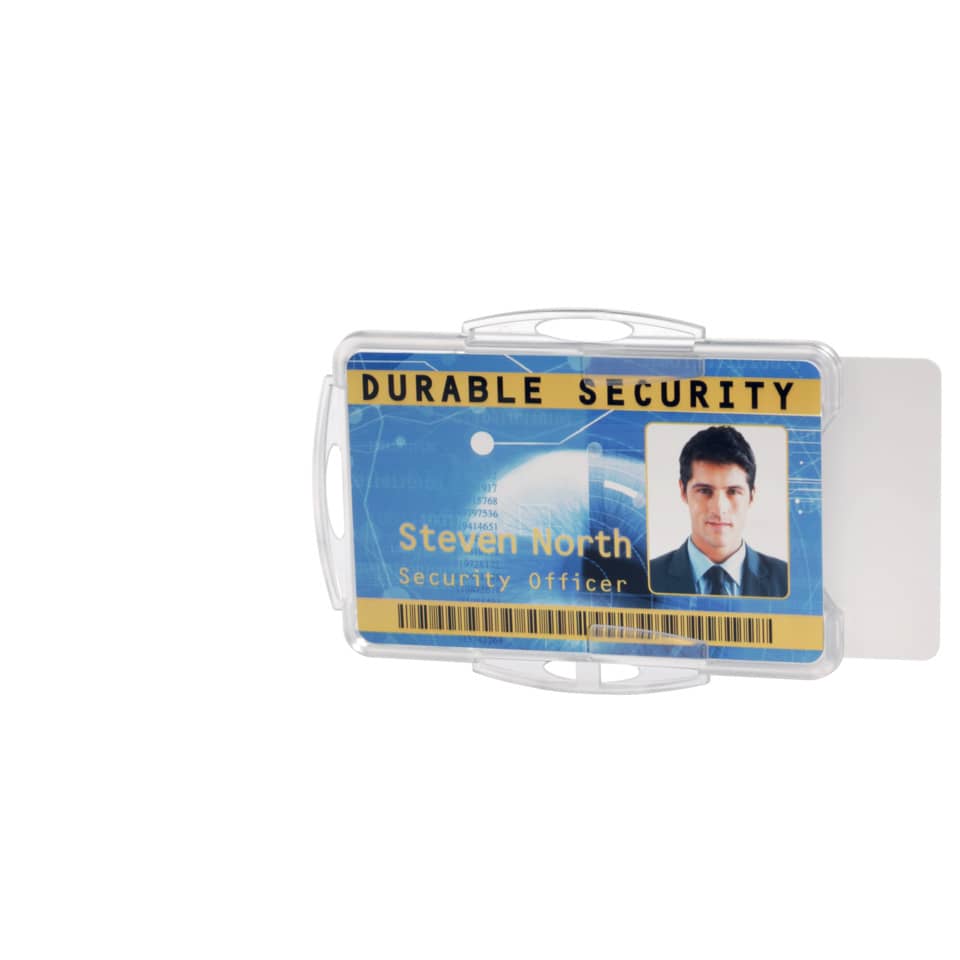 Portabadge DURABLE rigido fronte aperto polistirene trasparente 2 badge 54x87mm conf. 10 - 891919
