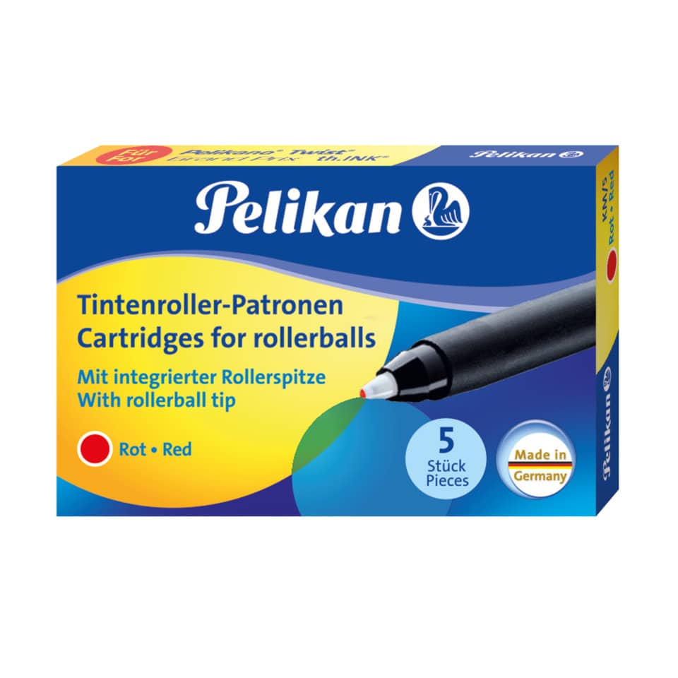 Cartucce di inchiostro Pelikan km/5 con punta roller rosso astuccio da 5 - 946491