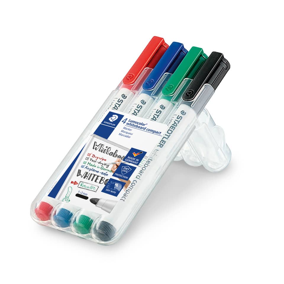 Marcatori per lavagne bianche Staedtler Lumocolor whiteboard compact 341 assortiti astuccio da 4 pezzi - 341 WP4