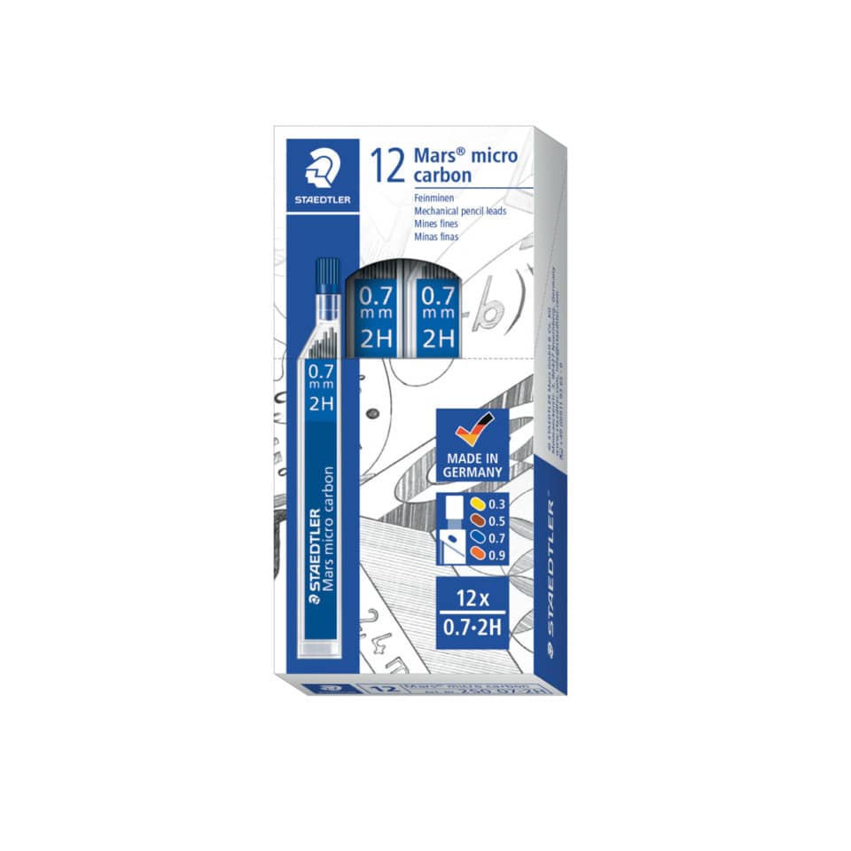 Mine sottili Staedtler Mars micro carbon 250 2H 0,7 mm confezione da 12 pezzi - 250 07-2H