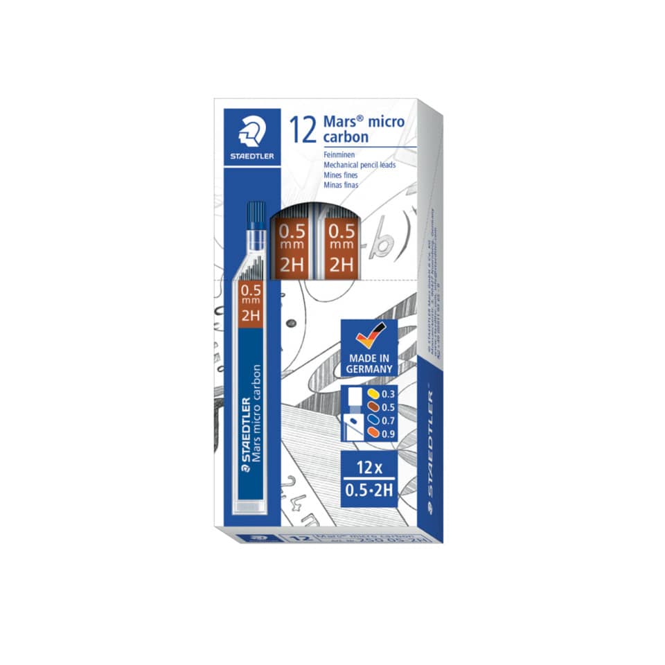 Mine sottili Staedtler Mars micro carbon 250 2H 0,5 mm confezione da 12 pezzi - 250 05-2H