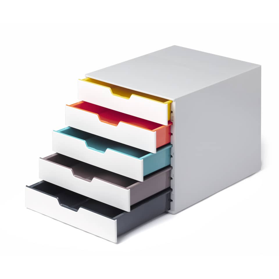 Cassettiera DURABLE Varicolor® 5 cassetti 28x35,6x29,2 cm profili colorati - 762527