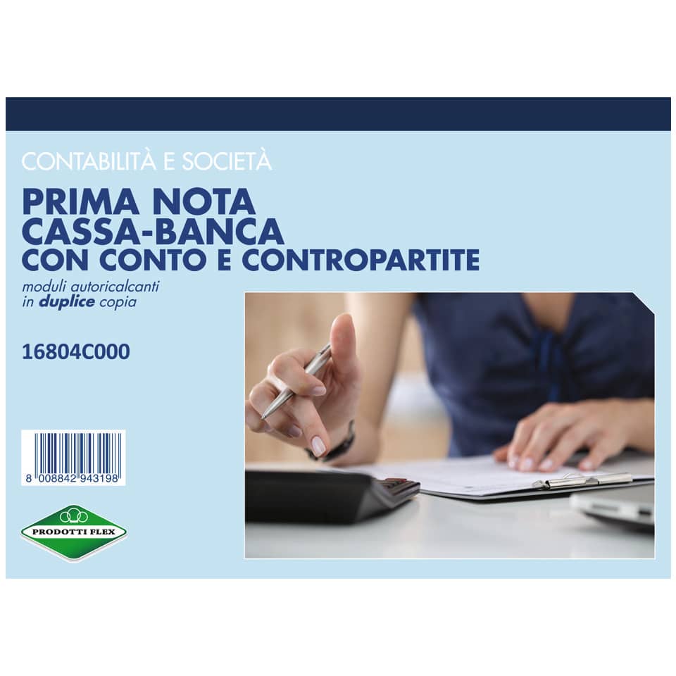 Blocco prima nota cassa Data Ufficio 21,5x29,7 cm - 50x2 copie autoricalcanti DU16804C000
