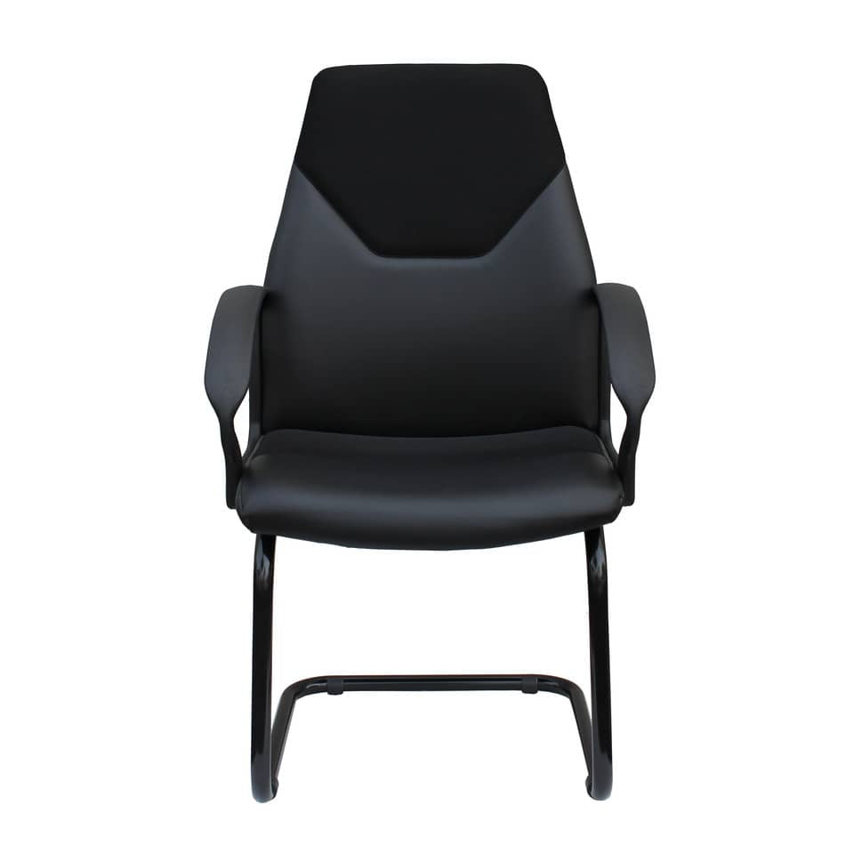 Sedia visitatore direzionale su slitta Unisit Guru GRV Eco Smart - rivestimento similpelle nero con braccioli - GRV/KN