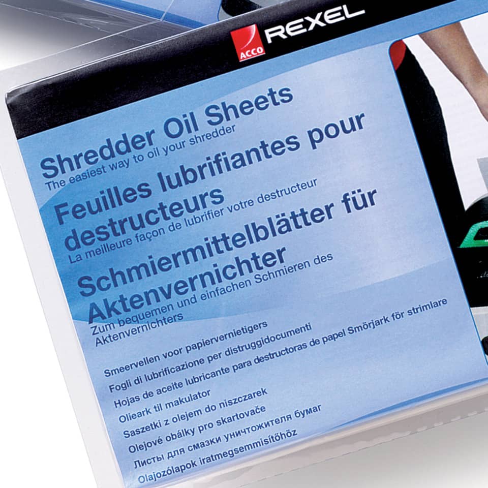 Fogli lubrificanti per distruggidocumenti Rexel Formato A5 conf. 20 fogli - 2101949