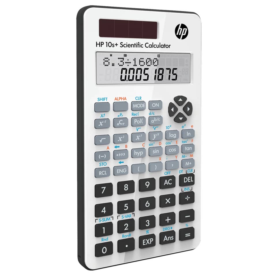Calcolatrice scientifica a doppia alimentazione HP 10s+ display 2 linee e 240 funzioni bianco - HP-10SPLUS/B1S