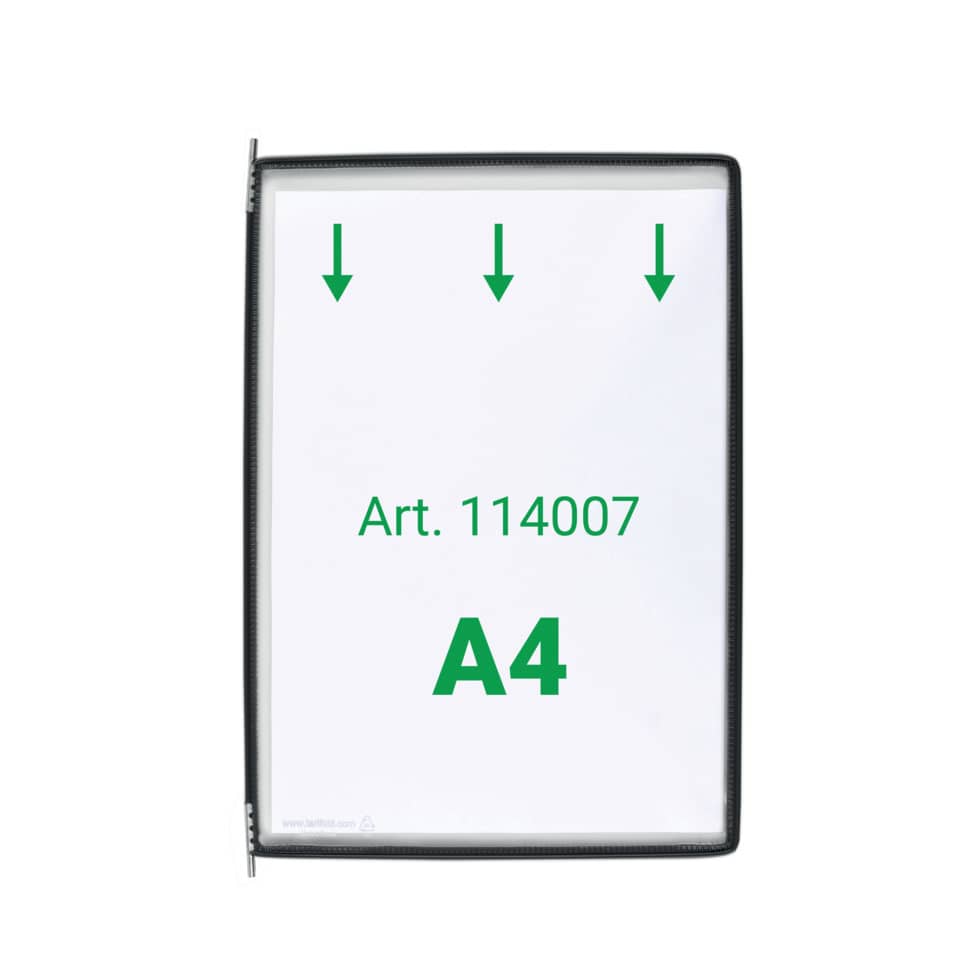 Buste per leggio Tarifold® T-Technic A4 nero - PVC bordo rinforzato Conf. 10 pezzi - 114007