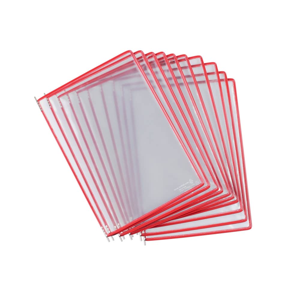 Buste per leggio Tarifold® T-Technic A4 rosso - PVC bordo rinforzato Conf. 10 pezzi - 114001