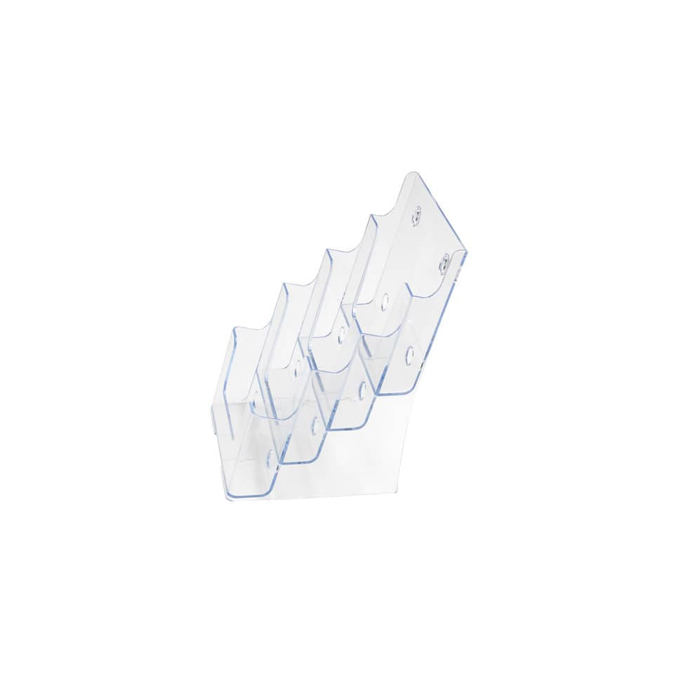 Portastampati da banco deflecto® A5 in polistirene a 4 livelli trasparente 77901
