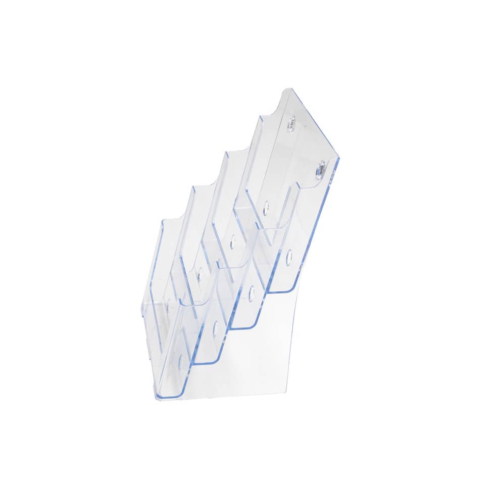 Portastampati da banco deflecto® A4 in polistirene a 4 livelli trasparente 77441