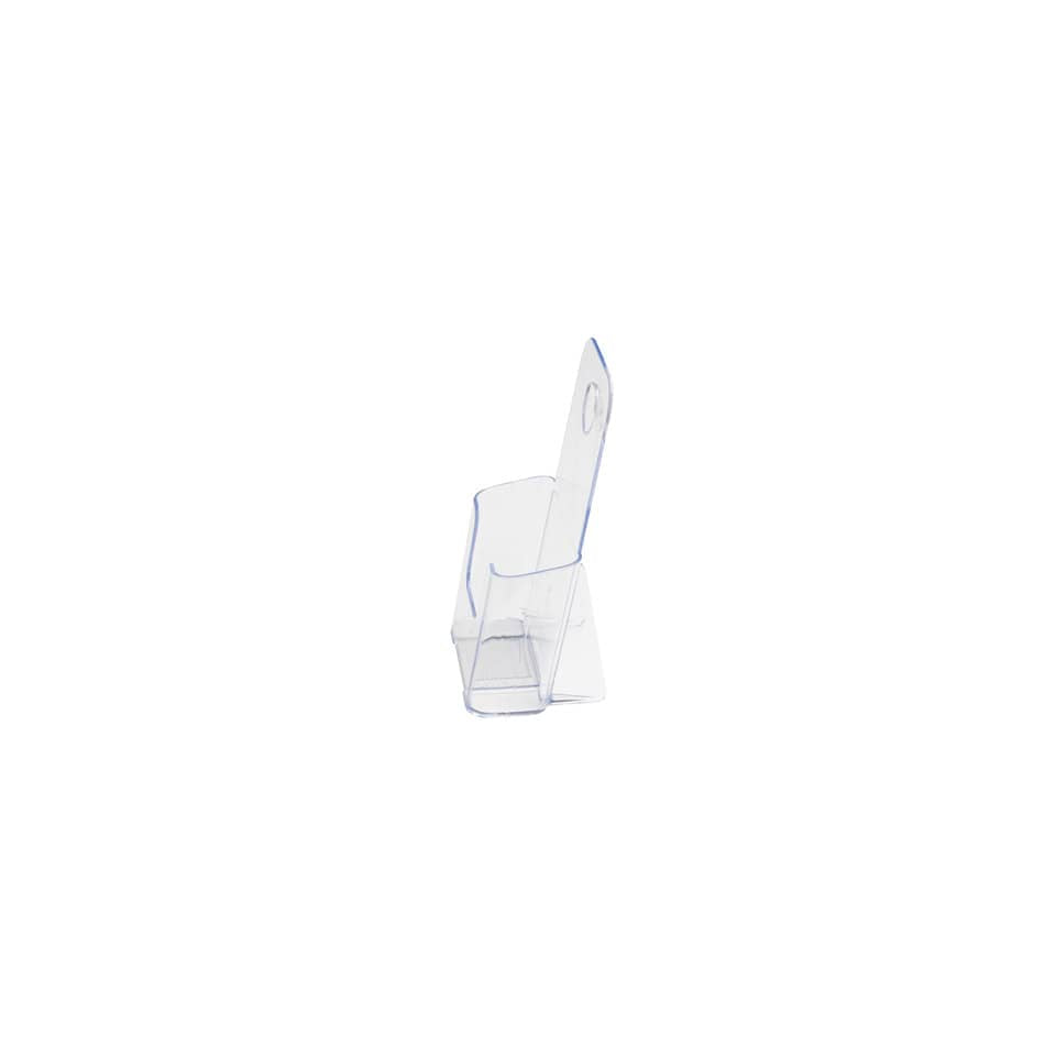 Portastampati da banco deflecto® 1/3 di A4 in polistirene con foro per ancoraggio a parete trasparente - 77501