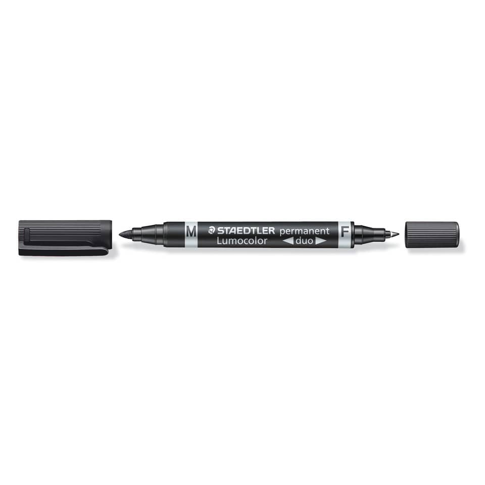 Marcatore doppia punta Staedtler Lumocolor permanent duo 348 0,6-1,5 mm nero - 348-9